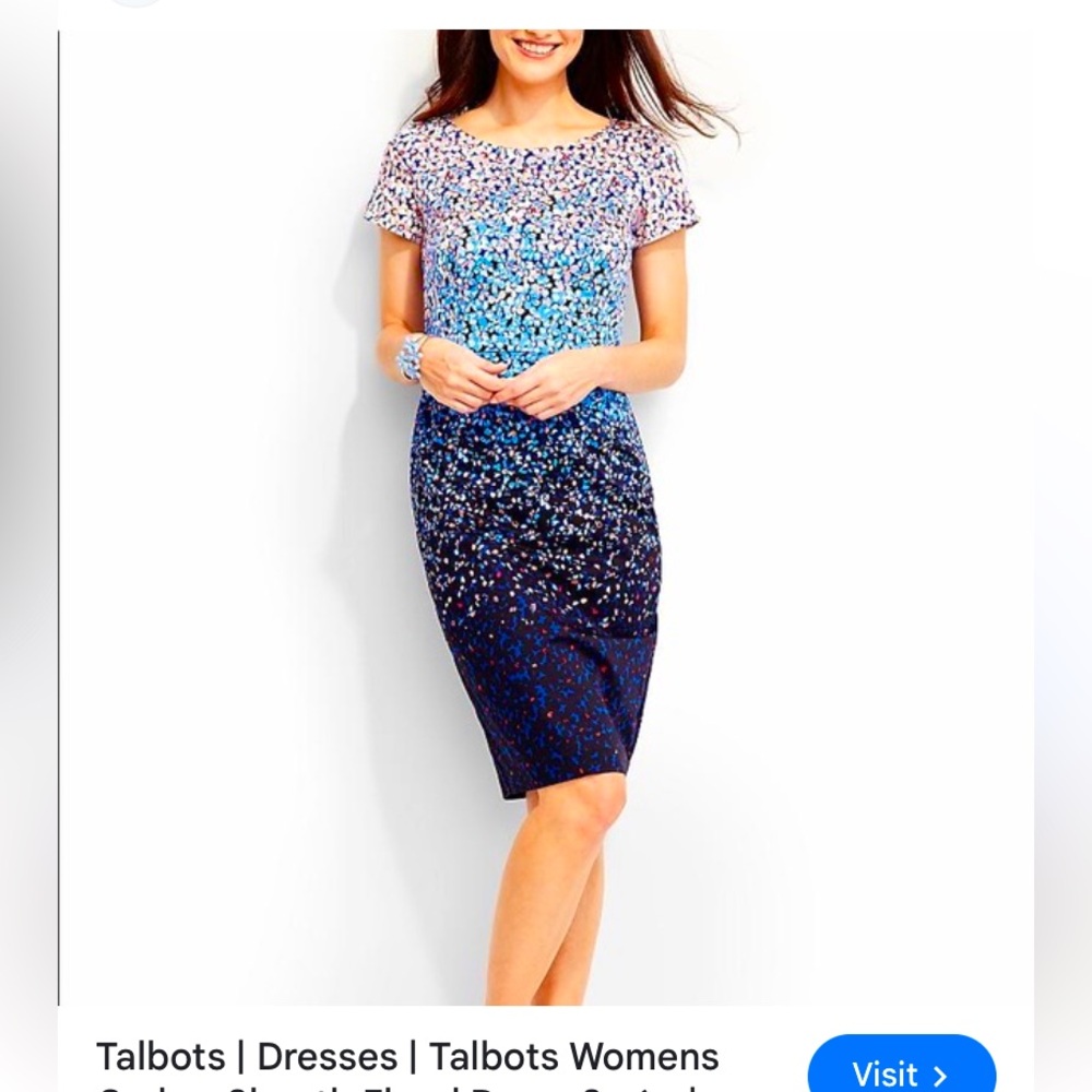 Talbots plus size sheathe dress floral ombré print spring career garden